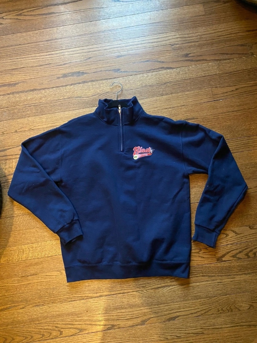Navy blue quarter zip sweater